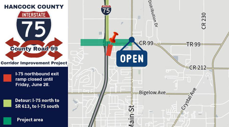 I-75/CR 99 Northbound exit ramp closure extended until Friday